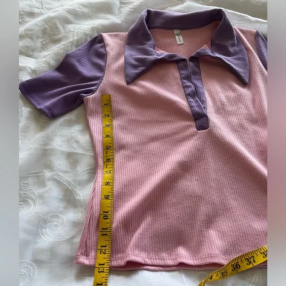 GoodTime USA 2-Piece XL Pink/Lavender Ribbed Collared w/Flared Bottoms Jump Suit - Picture 5 of 16
